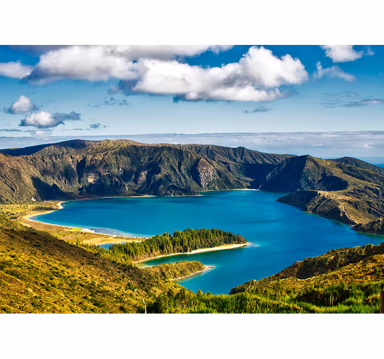 Serene Lake View landscape mural wallpaper - TenStickers