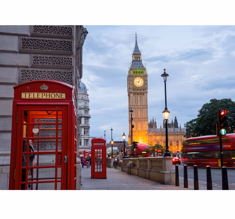 City phone booth London Wall Mural - TenStickers