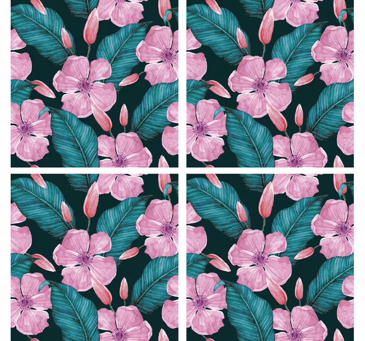 Floral and leaf pattern coaster - TenStickers