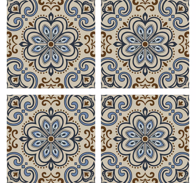 Floral tile print coasters - TenStickers