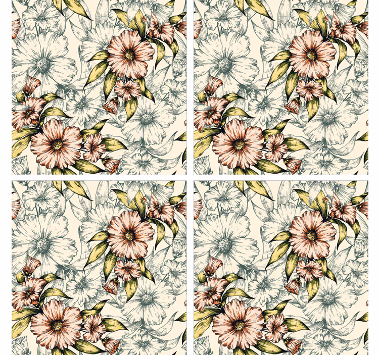 Coaster with floral pattern design - TenStickers