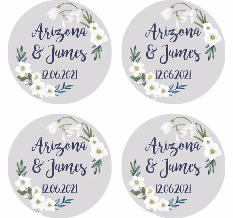 Floral Wedding customisable wedding coaster - TenStickers