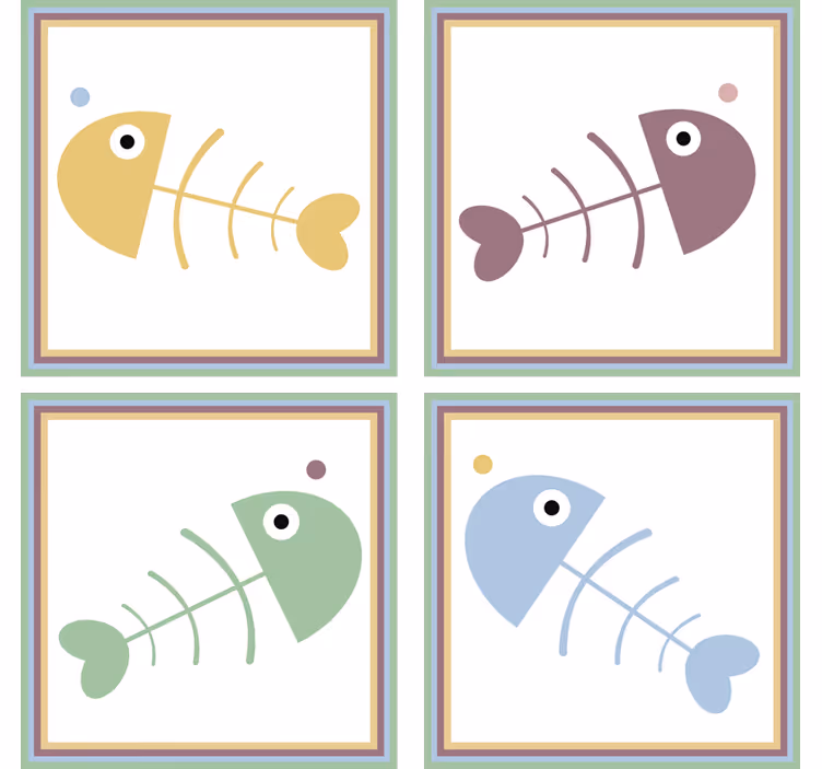 Colorful fish skeletons coaster - TenStickers
