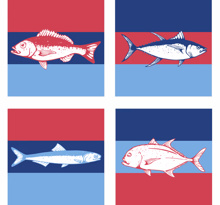 Stylized Fish Illustrations coaster - TenStickers