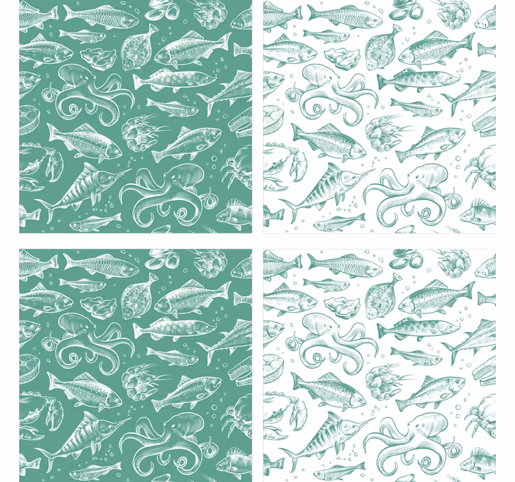 Seafood pattern artwork coaster - TenStickers