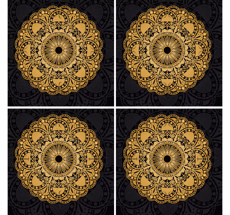 Gold mandala drink coaster - TenStickers