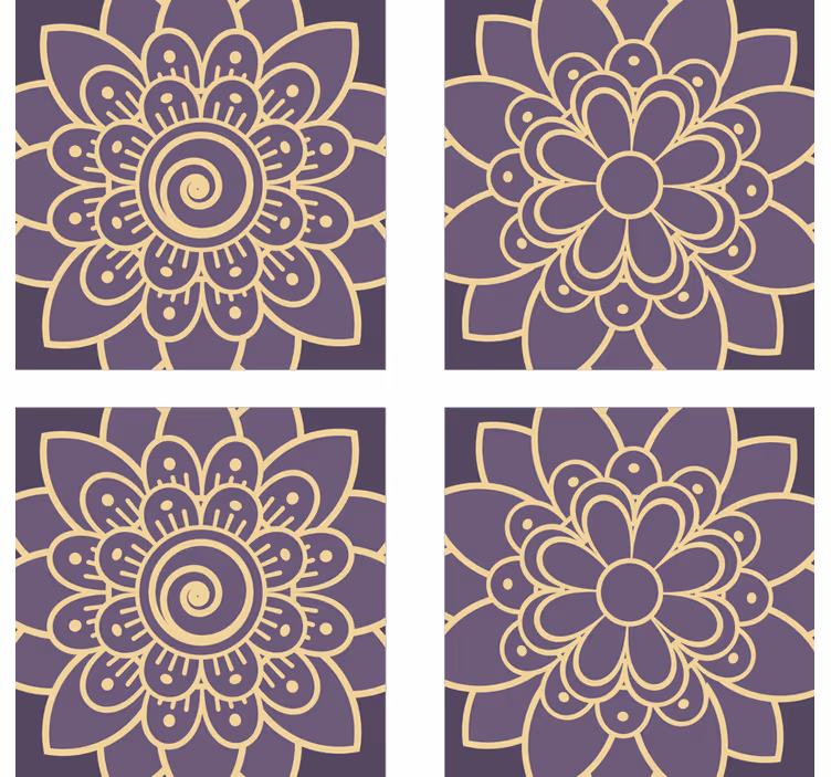 Flowery golden patterns coaster - TenStickers