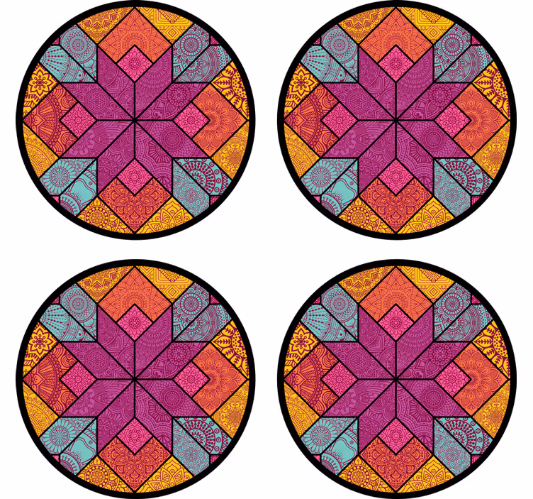 Vibrant geometric arrangement coaster - TenStickers