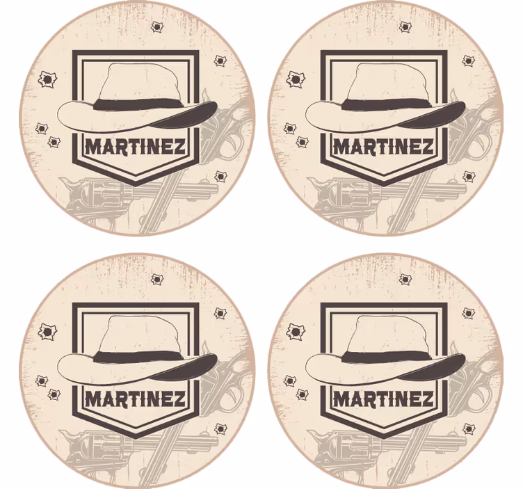 Cowboy hat with name drink coaster - TenStickers