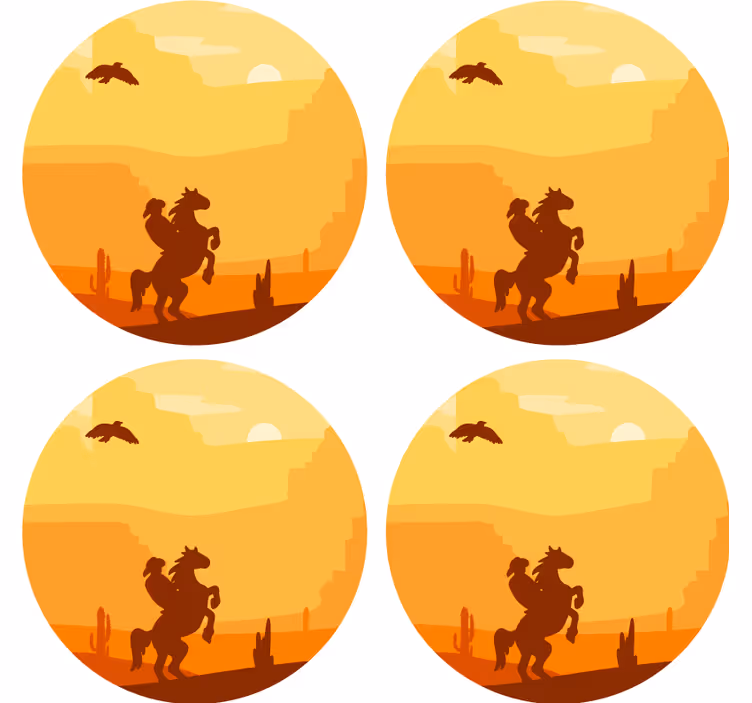 Vintage coasters sunset desert landscape - TenStickers