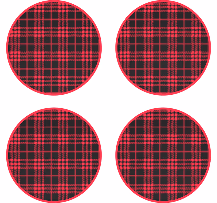Red Black Plaid Pattern coaster - TenStickers