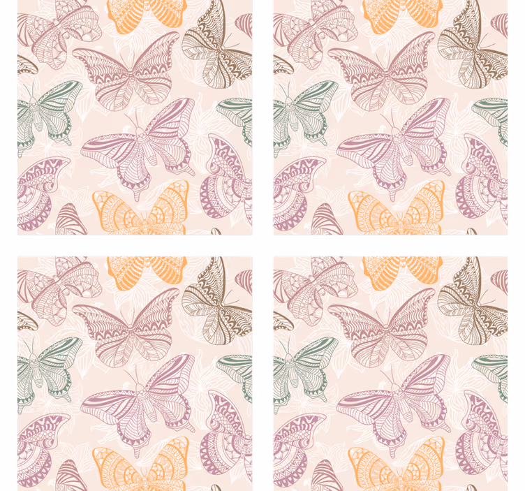 Coaster with intricate butterfly designs - TenStickers