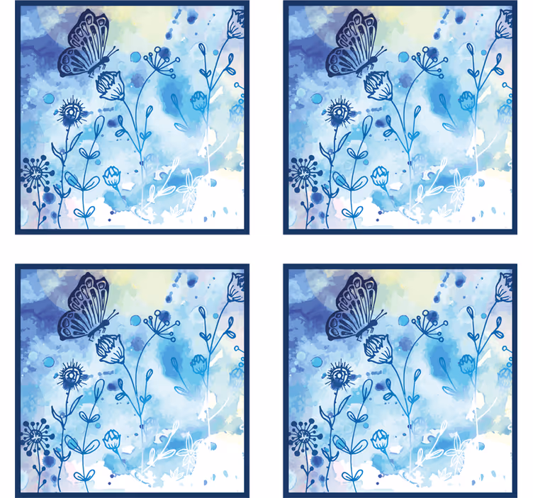 Floral watercolor motif coaster - TenStickers