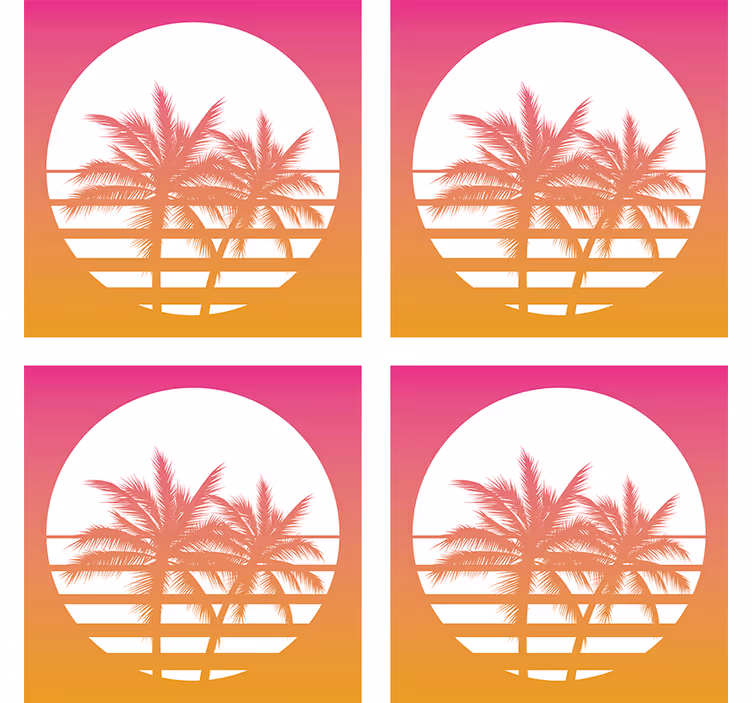 Geek coasters tropical sunset silhouette - TenStickers