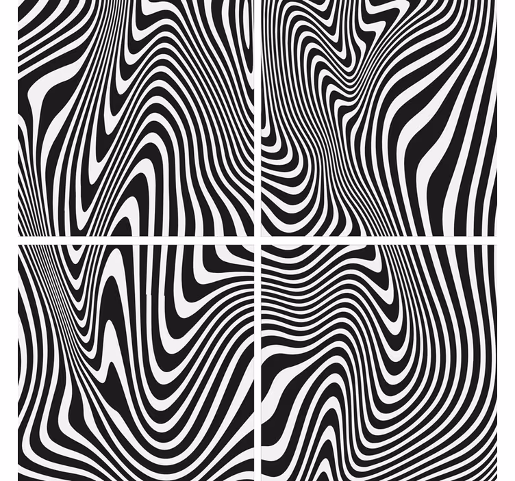 Wavy black and white pattern coaster - TenStickers
