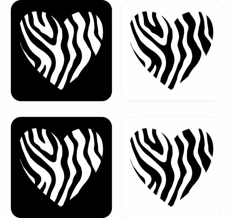 Zebra Print Hearts coaster - TenStickers