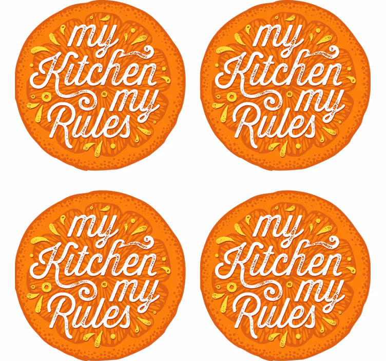 Kitchen rules: enjoy, share, laugh beer mats - TenStickers