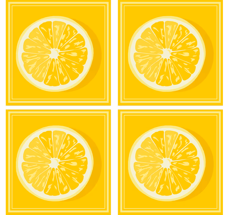 Yellow Lemon Slice citrus coaster - TenStickers