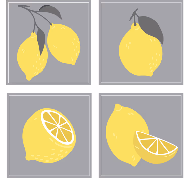 Lemon illustrations coaster set - TenStickers
