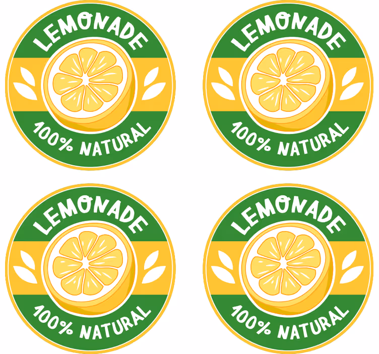 Text coasters natural lemon slice design - TenStickers