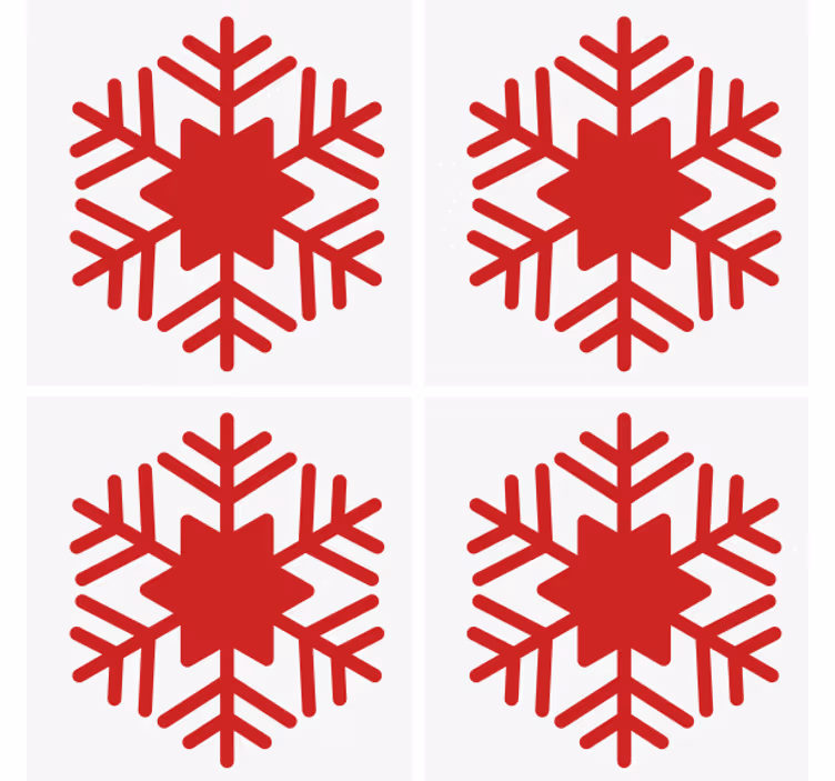 Christmas coasters red snowflake design - TenStickers