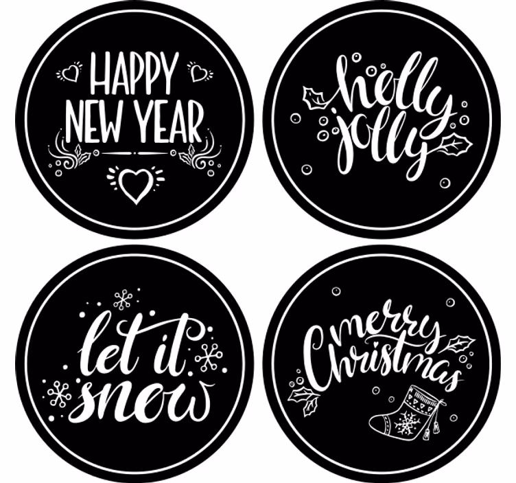 Christmas coasters joyful holiday greetings - TenStickers