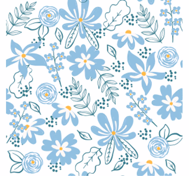 Different shape of blue flowers modern coaster - TenStickers