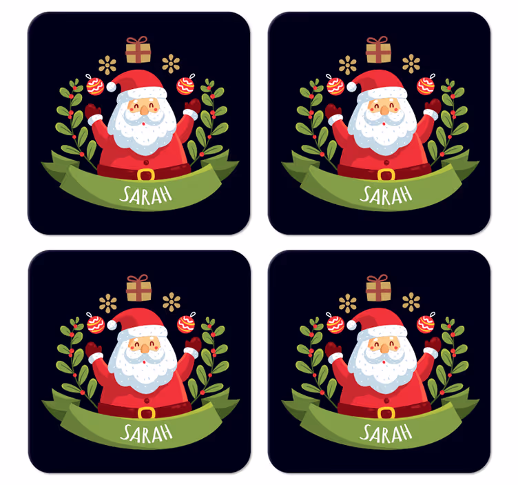 santa claus with name christmas coaster - TenStickers