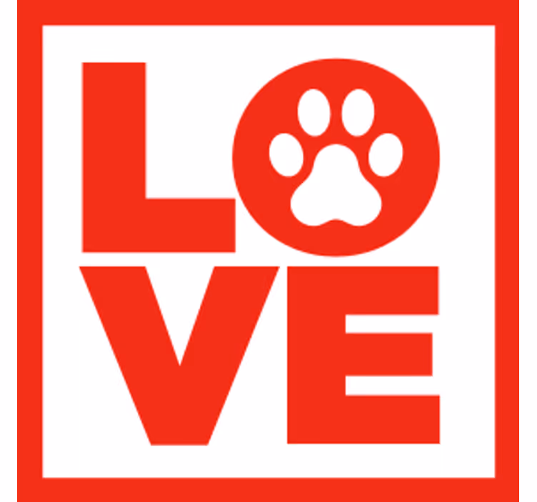 Text coasters with love paw design - TenStickers
