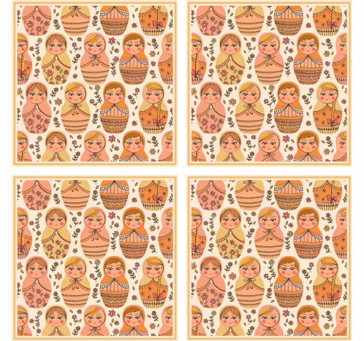Colorful matryoshka dolls pattern geek coasters - TenStickers
