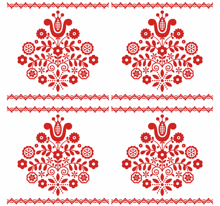 Floral folk motif coaster - TenStickers