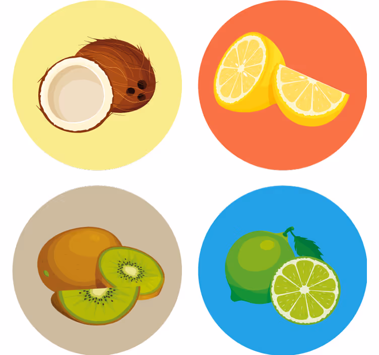 Fruits cut in half more coasters - TenStickers