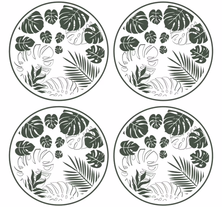 Coaster with lush greenery circle design - TenStickers