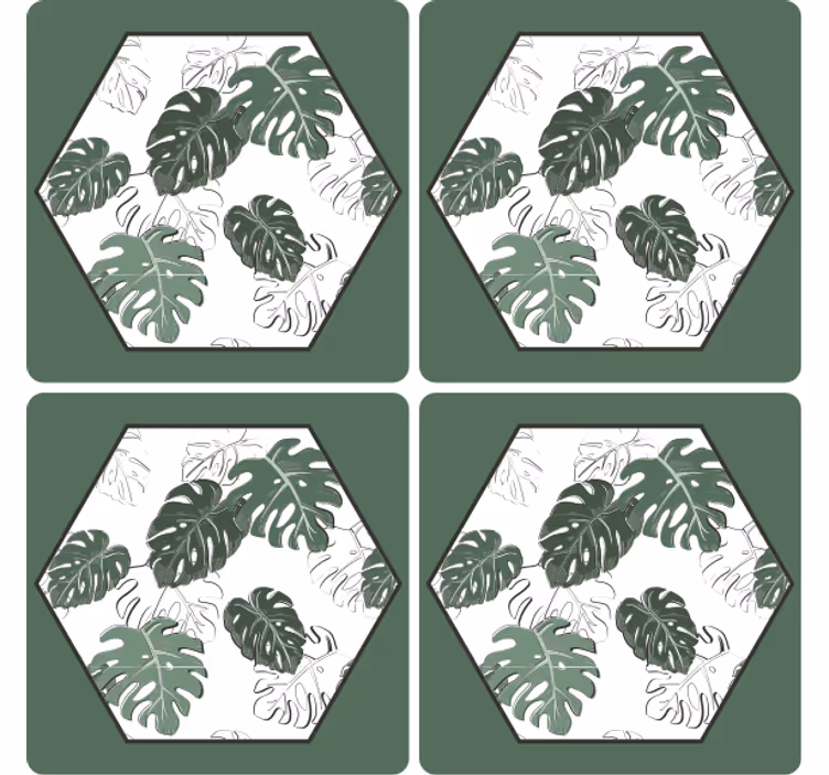 Hexagonal leaf pattern coaster - TenStickers