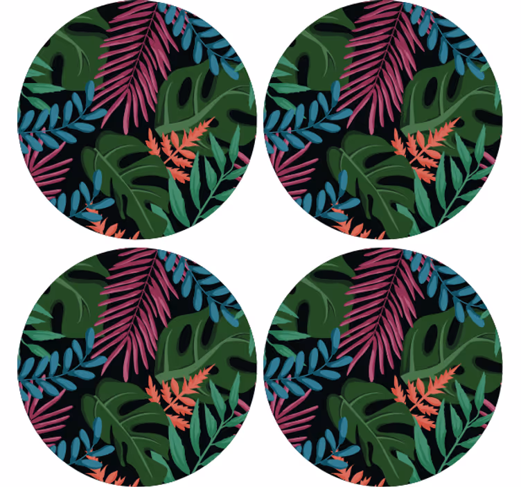Tropical leaf patterns coaster - TenStickers