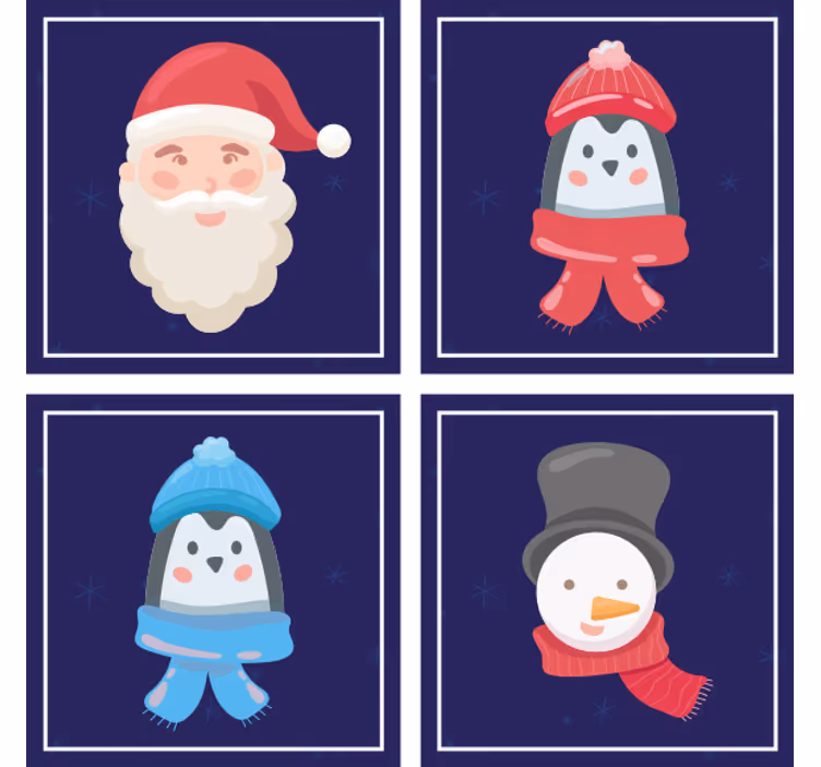 Santa, penguins and snowman christmas coaster - TenStickers