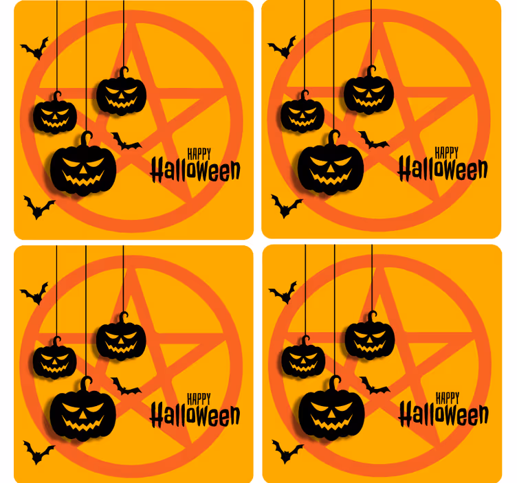 Spooky Pumpkin Motif Halloween coasters - TenStickers