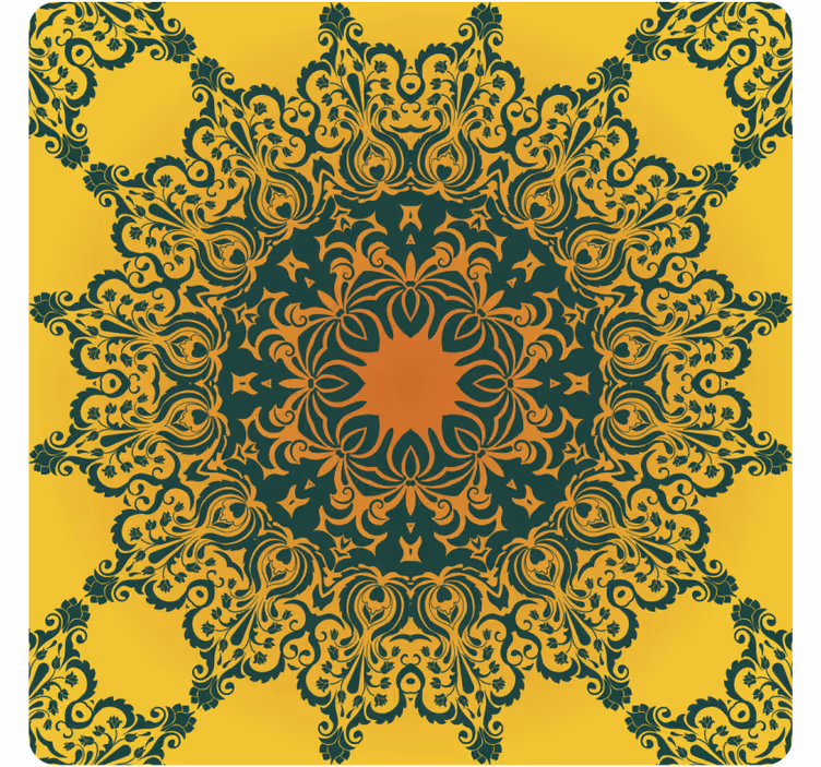 Ornate yellow pattern coaster - TenStickers