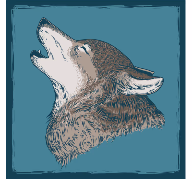 Wild wolf illustration modern coaster - TenStickers