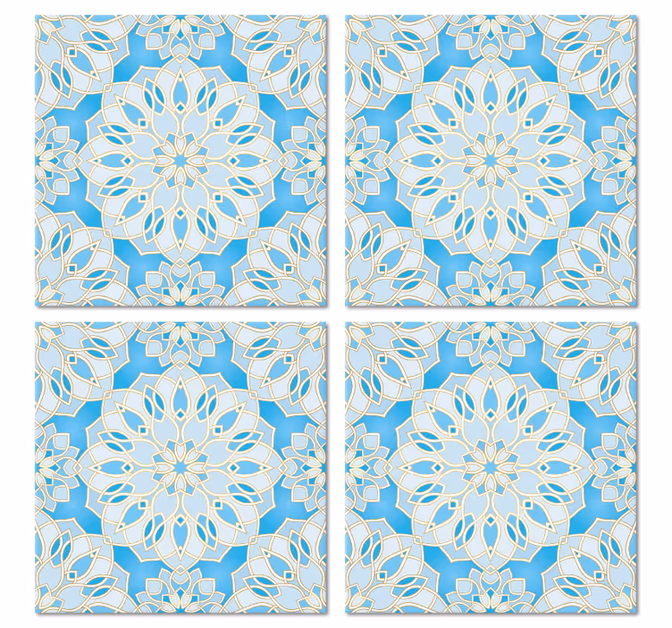 Blue delicate mandala tile coasters - TenStickers