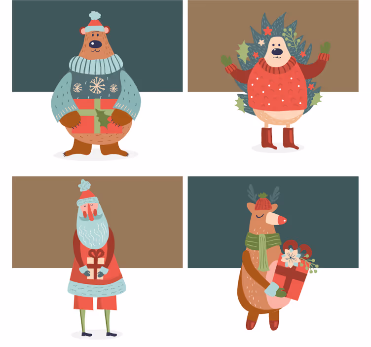 Christmas coasters festive characters collection - TenStickers