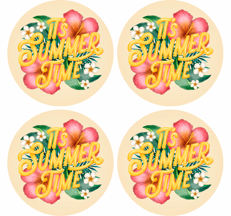 Text coasters floral summer inspiration - TenStickers