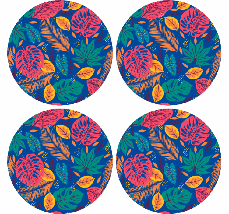 Tropical leaf print coaster - TenStickers