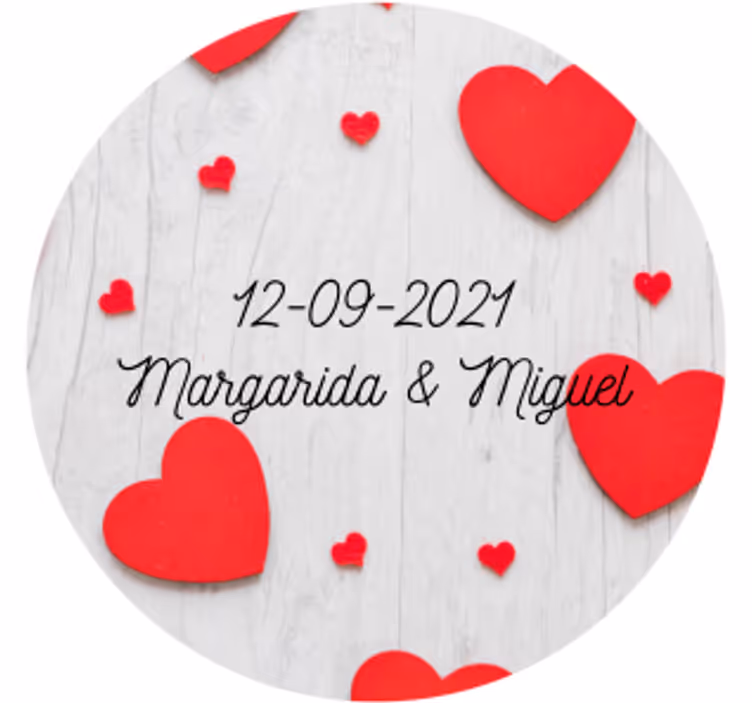 Wedding coasters with hearts & date personalization - TenStickers