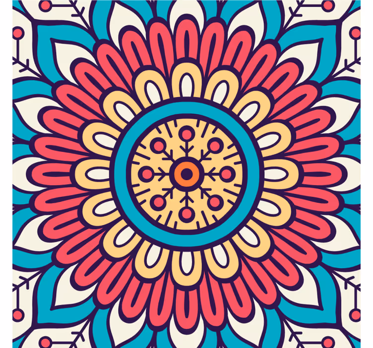 Coaster with circular floral design - TenStickers