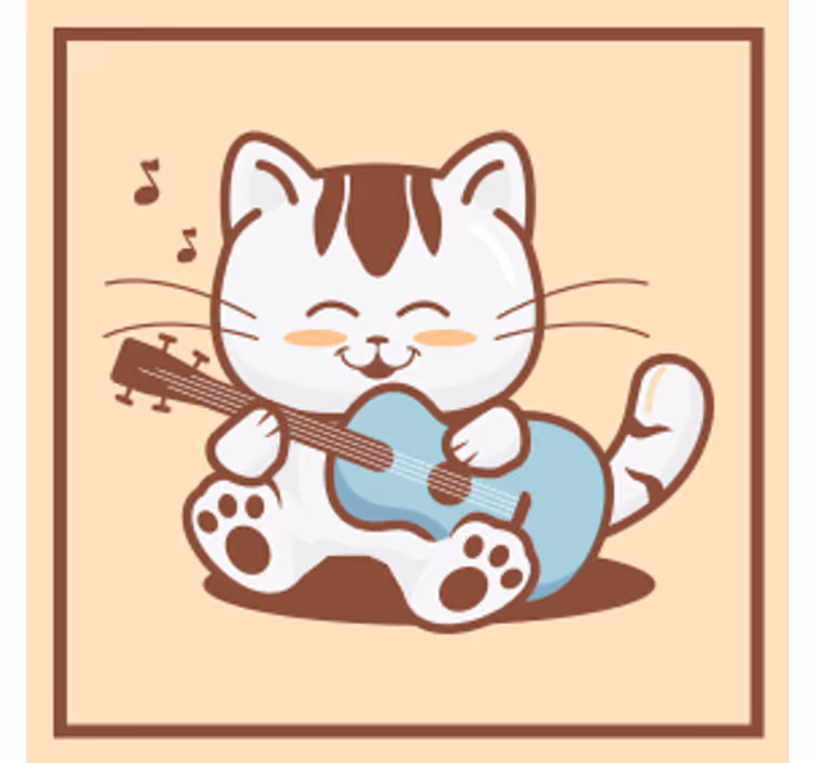 Musician cat cartoon modern coaster - TenStickers