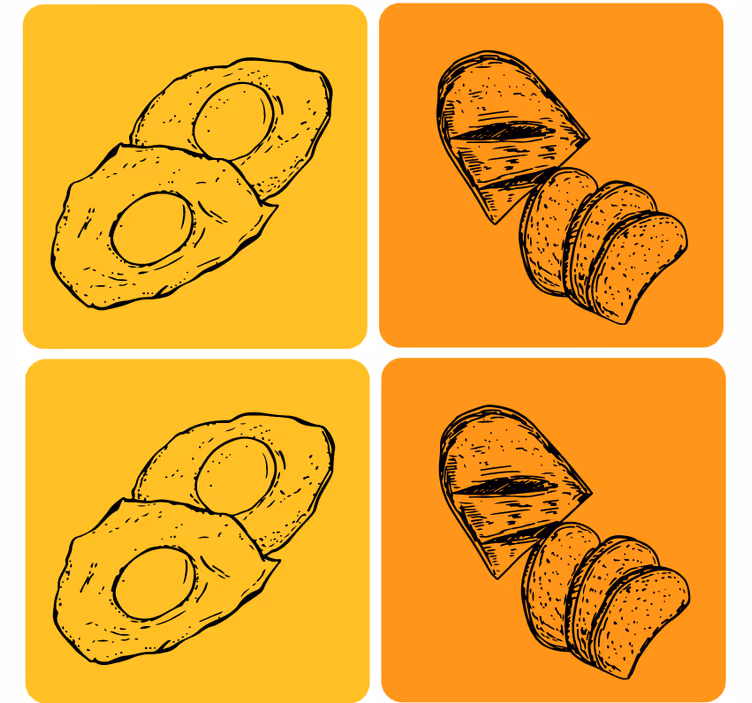 Modern coasters sliced avocado and bread - TenStickers