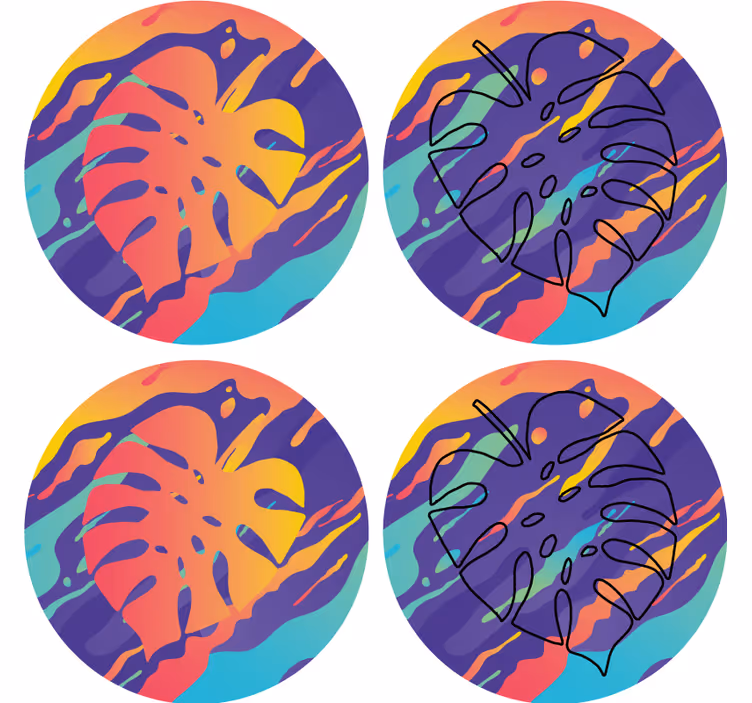 Colorful leaf patterns coaster - TenStickers