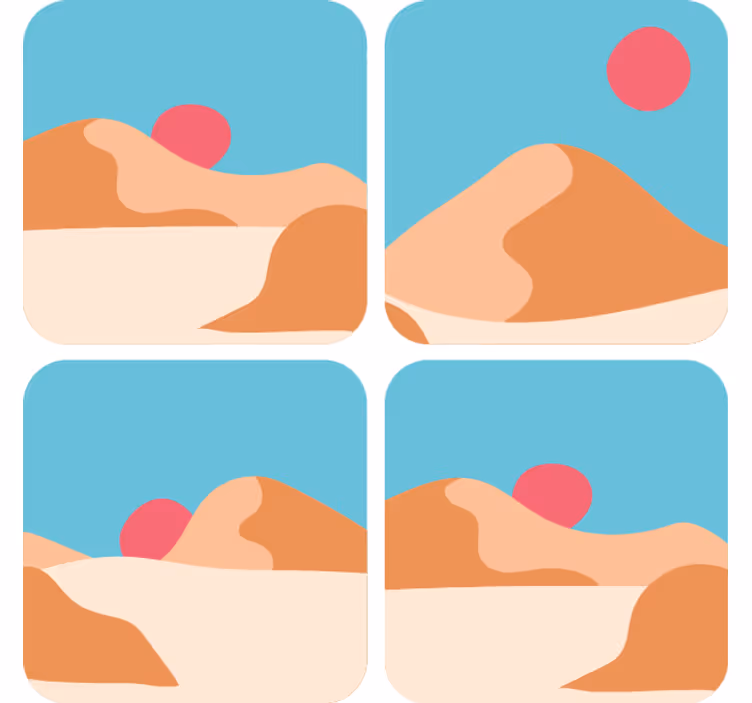 Modern coasters stylized desert landscape design - TenStickers