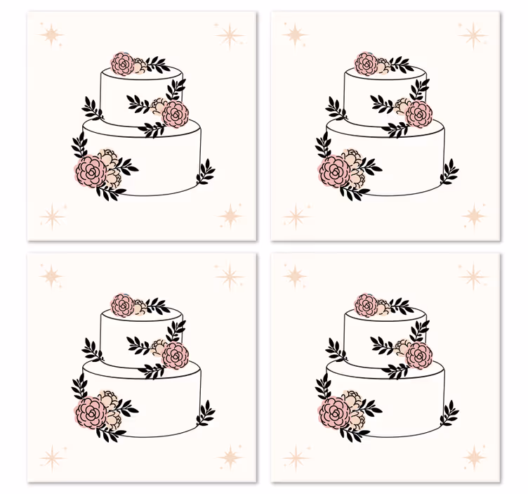 Flowered cake wedding coaster - TenStickers